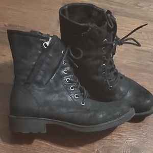 Faux suede combat boots size 7 1/2
